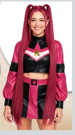Demon hunters MiRA wig halloween Cosplay Wig Hunters Costume Accessories with Adjustable Lace Wig Grip Cap,Pink