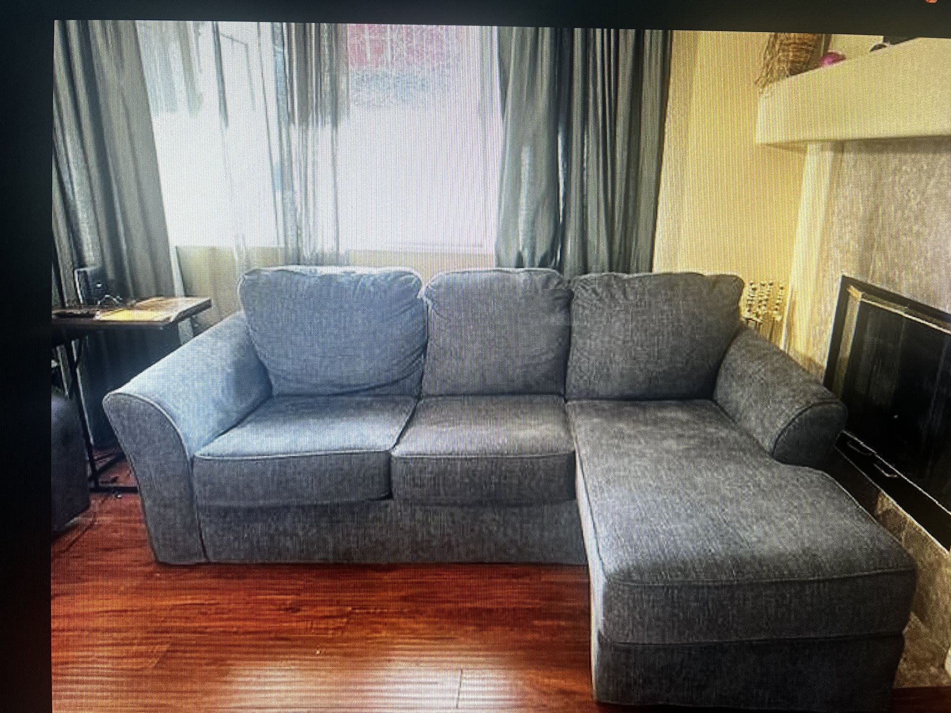 Like New Grey Petite Sectional – Perfect for Small Spaces! $371 (Navy Exchange Buy)