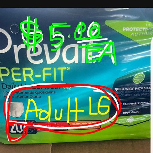 Adult Diapers LG. NEW1 PACK OR BOX OF 6pksm