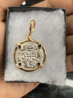 Atocha silver coin pendant In 14Kt gold bezel