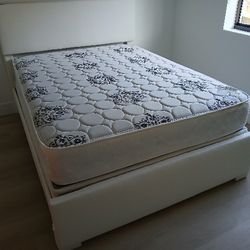 $375: White Queen Bed Frame With Mattress And Box-spring Brand New Free Delivery Free Assembly 