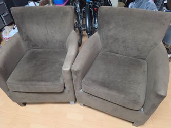 Pair of Brown velvet Upholstered Accent Chairs