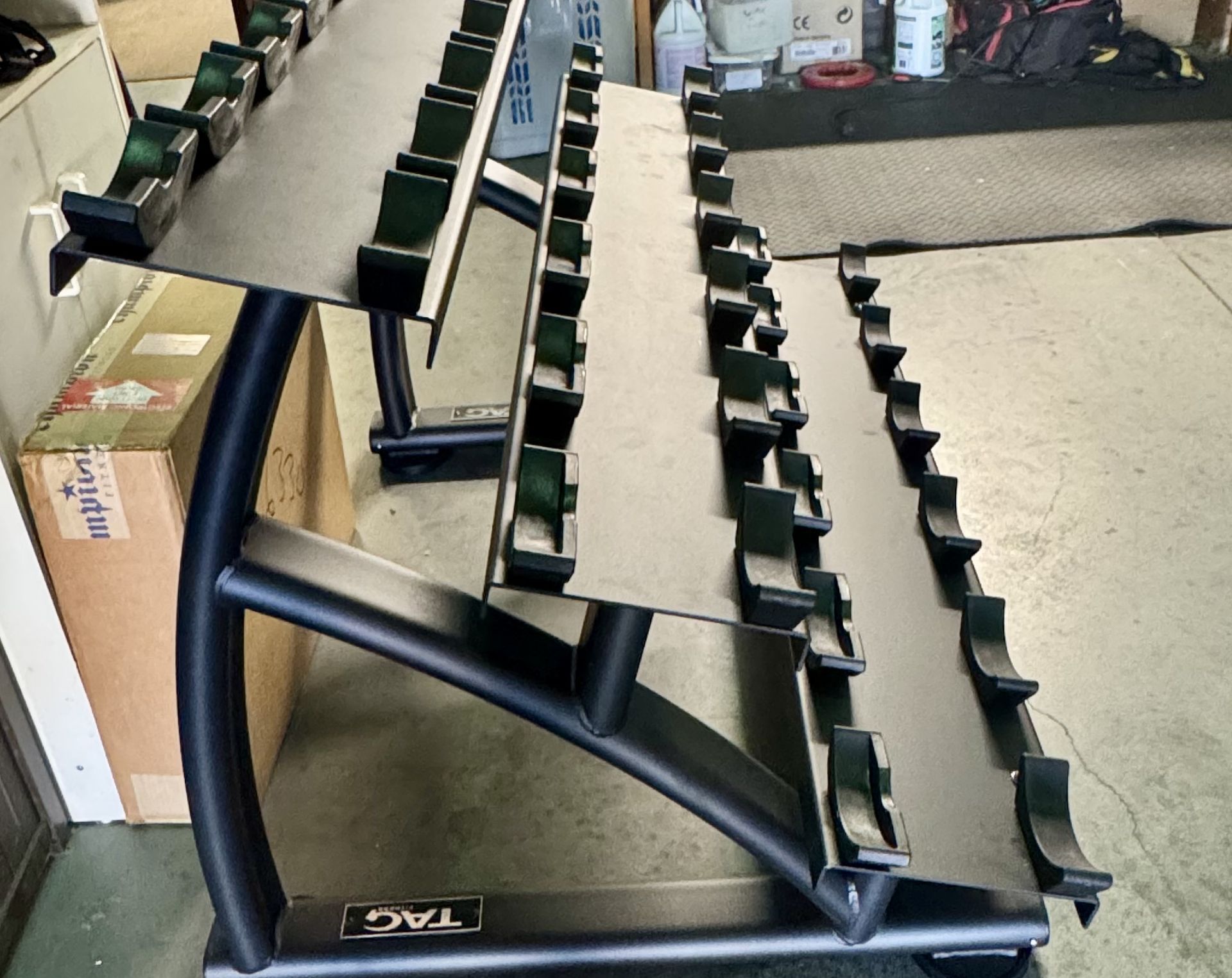 Tag Dumbbell Rack BRAND NEW! TAG Fitness 3 tier Dumbbell Rack with Saddles for Sale in ...