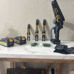 8" & 6" Mini Chainsaw Brushless, 2025 Upgraded 2x4.0AH Battery Portable Handheld Small Cordless Saw with 4 x Guide Plate, Electric Hand Saw Motosierra
