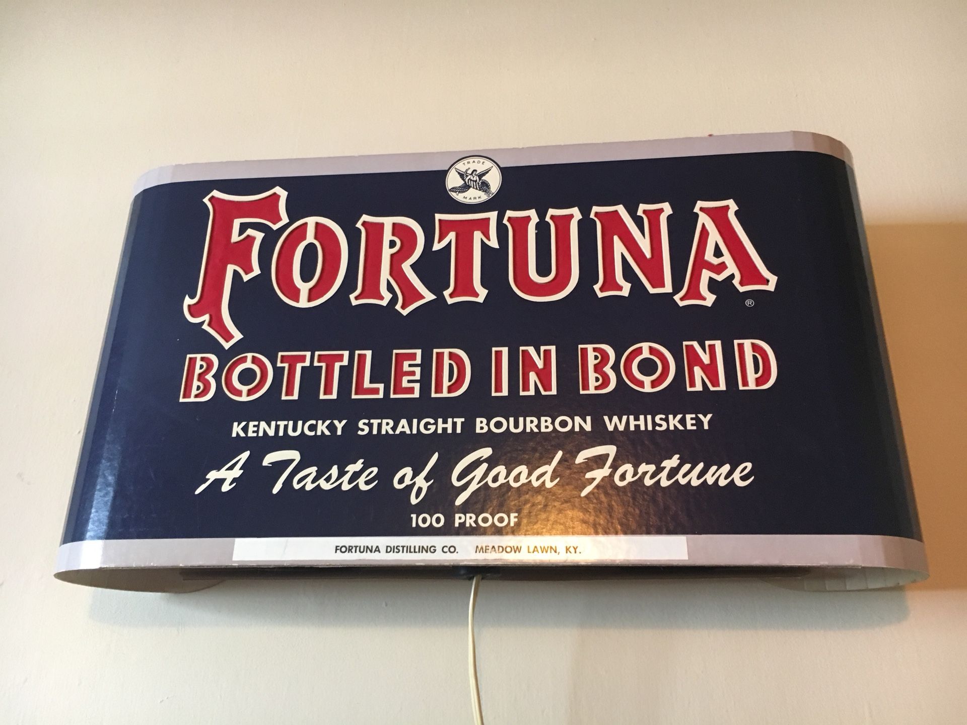 Antique fortuna whiskey light up sign