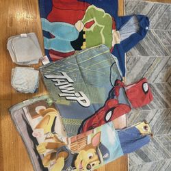 3 boys hooded towels, Spider-Man man, paw patrol and superhero