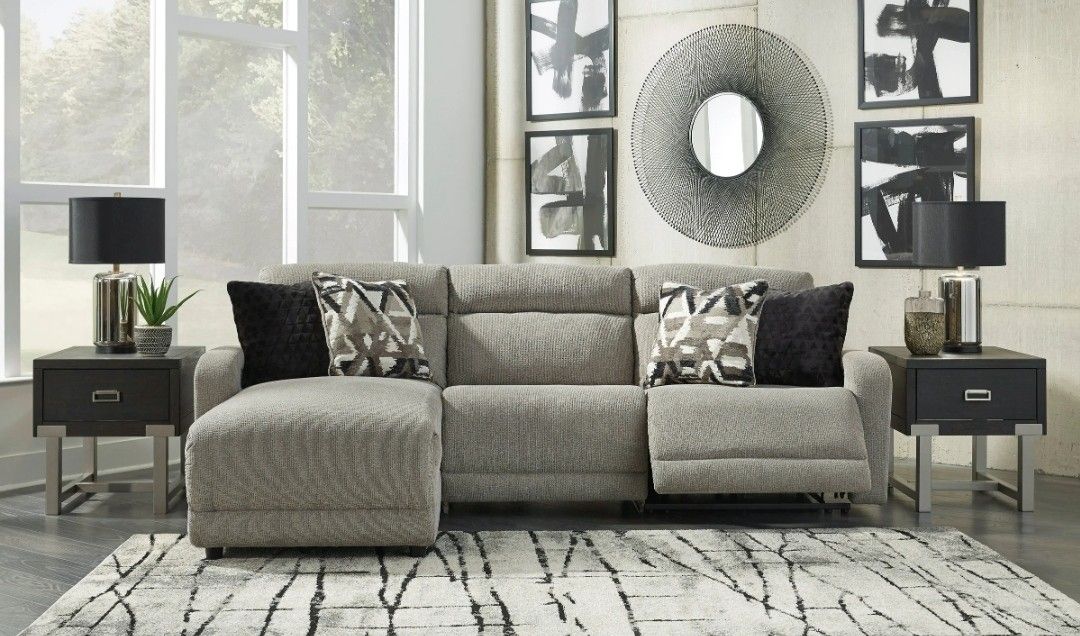 Colleyville Stone Armless Power Recliner 3 Piece LAF Sectional