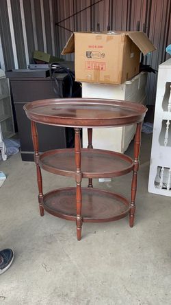 Wood Oval 3-Tier Side Table
