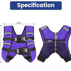 New 8 lb Purple Weighted Vest – Walking / Beginner Fitness