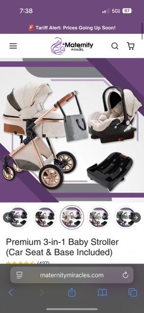 Baby Stroller With Car Seat And Attachment.