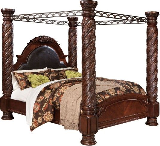 Canopy Bed 4 Posts Solid Mahogony With Matching Dresser Marble Top