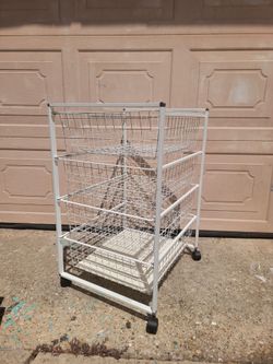 4-Tier Wire Basket Rolling Storage Cart