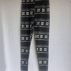 Woman fleece black white pants size medium leggings 