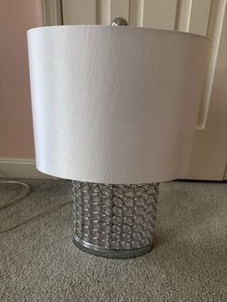 Crystal Bead Table Lamp with White Shade