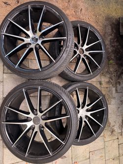 20” MRR Wheels & Tires – 5 Lug – Black/Machined – Set of 4