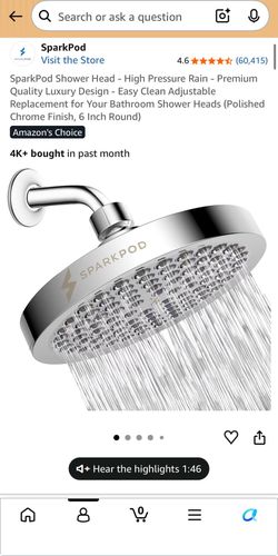 Sparkpod 6” Luxury Rainfall Shower Head Unused