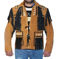Brand New Mens Leather Cowboy/ Western Jackets With Fringes