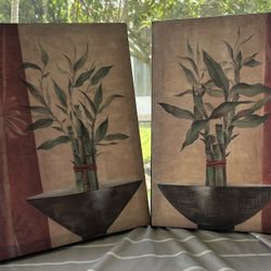 Set of 2 Lucky Bamboo II Wall Art Frames – Nature-Inspired Decor