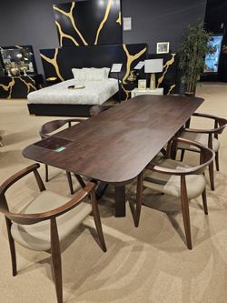 New Beautiful Mid-Century Solid Wood 7 Pc Dining Collection!