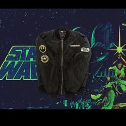 Star Wars Black Bomber Jacket Size Medium Men’s