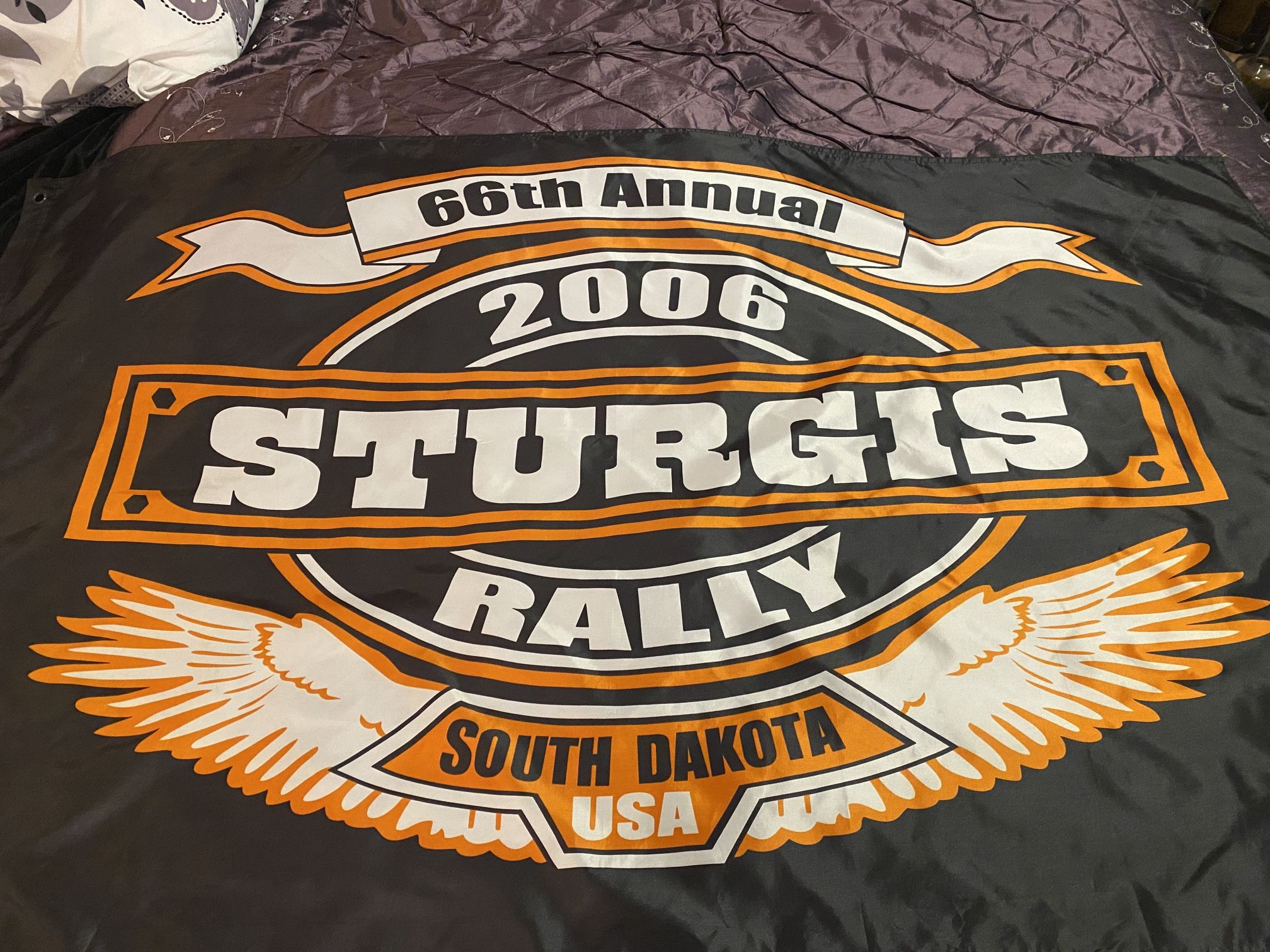 2006 STURGIS RALLY FLAG 66th Annual South Dakota Motorcycle Rally Harley Indian Biker