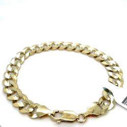 14Kt Yellow Gold 8.75” Solid Cuban Bracelet 20.96g 9.4mm I-2007 