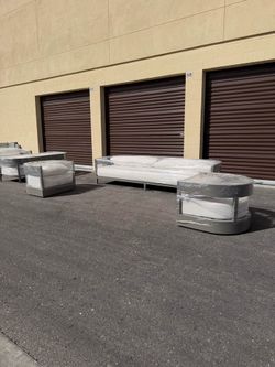 RH Restoration Hardware Balmain Outdoor Sofa + 2 Swivel Chairs | Graphite | Perennials | NEW