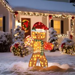 VEIKOUS 5 ft. Gingerbread Man Outdoor Christmas Holiday Yard Decoration Warm White LED