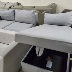 West Elm Gray Sectional Sofa With Storage Chaise