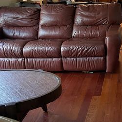 Leather Couch With 2 attached Recliners