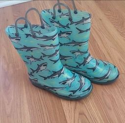 Kids Shark Print light up Rain Boots