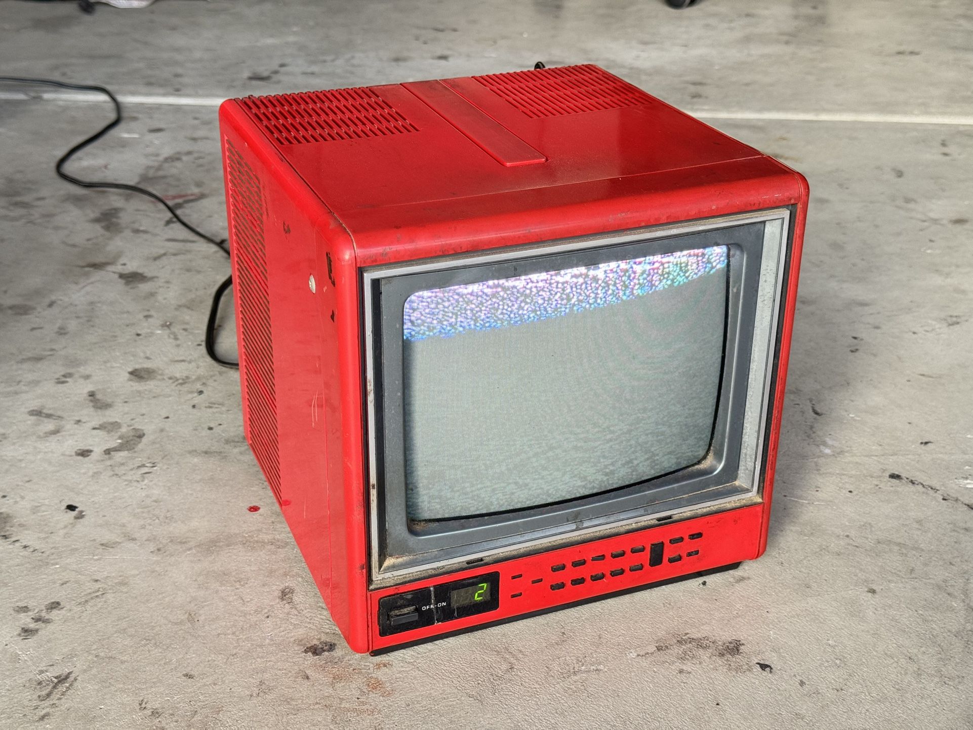 Vintage red Zenith CRT TV