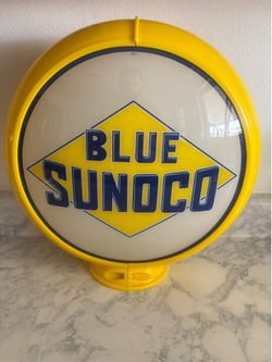 Vintage Blue Sunoco 13.5" Gas Pump Globe – Yellow Body Reproduction (2011)