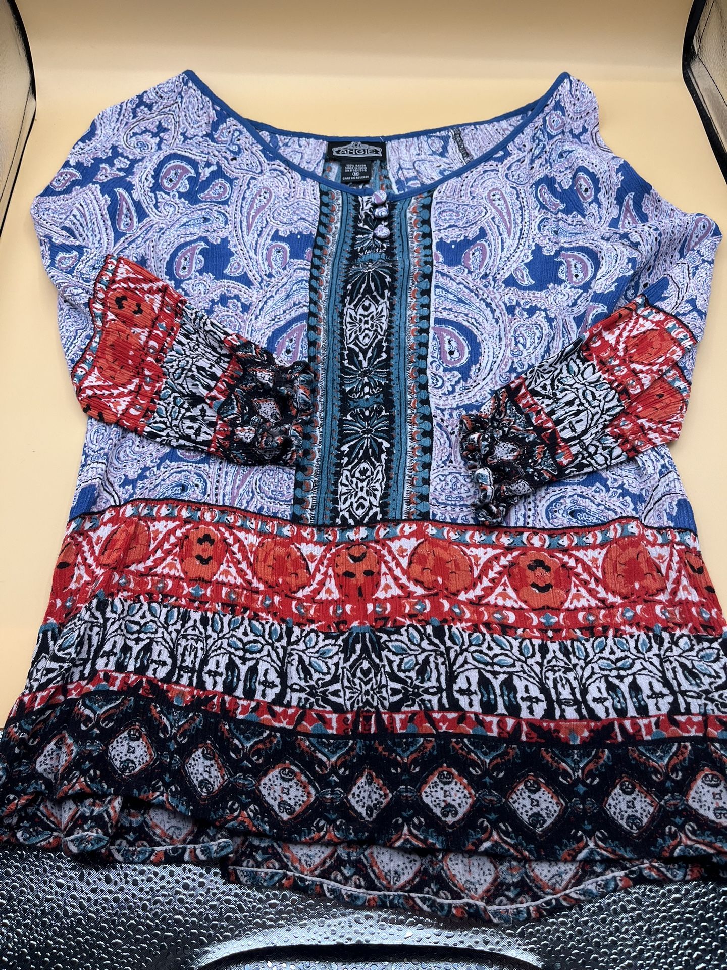 Angie Colorful Tunic/blouse Size Medium 