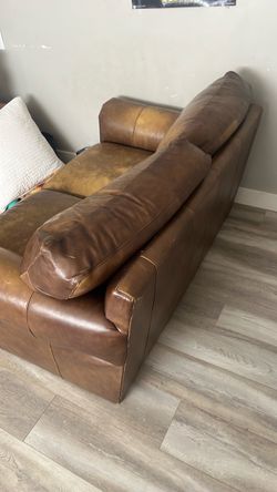 Brown leather couch sofa