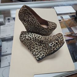 Leopard Wedge Heels 5 1/2