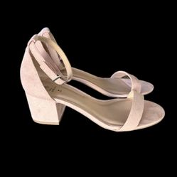 Call It Spring Stangarone Light Pink Faux Suede Block Heel Size 6.5 Vegan