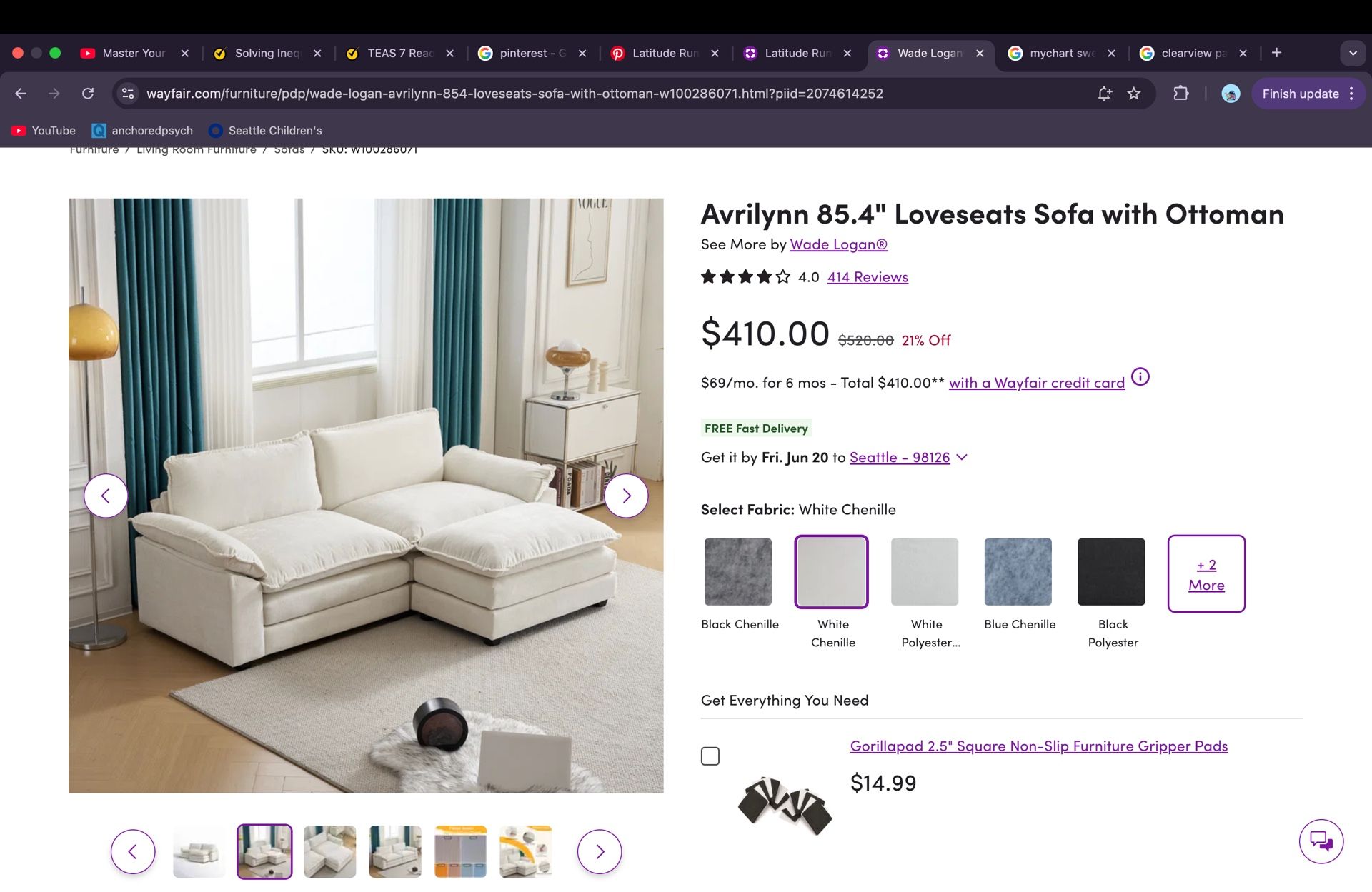 Single Loveseat W/ Ottoman