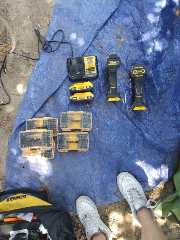 Dewalt Brushless Cordless Drill Driver & Impact Driver Plus Batteries & Charger