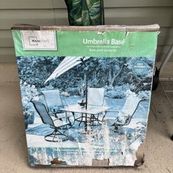 🌴 Outdoor Patio Umbrella Base & Matching Palm Print Umbrella – BRAND NEW! ☀️