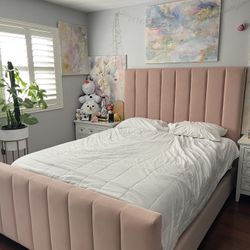 Pink Queen Bed frame With Mattress