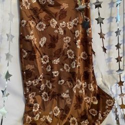 s- Spring Satin-Soft Flowy Feminine Floral Midi Dress-Sz Lg