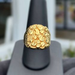 Jewelry 10k solid yellow gold  Nugget ring size 10.75