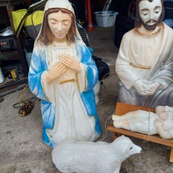 Vintage!! Christmas Empire Plastics Nativity Scene Blow Molds