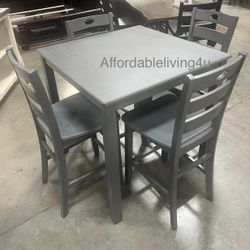 5 Pc Grey Counter Ht Dining Table Set Brand New In Box 