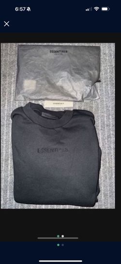 NWT MENS FEAR OF GOD ESSENTIALS  LARGE CREWNECK SWEATSHIRT TOP CORE JET BLACK 