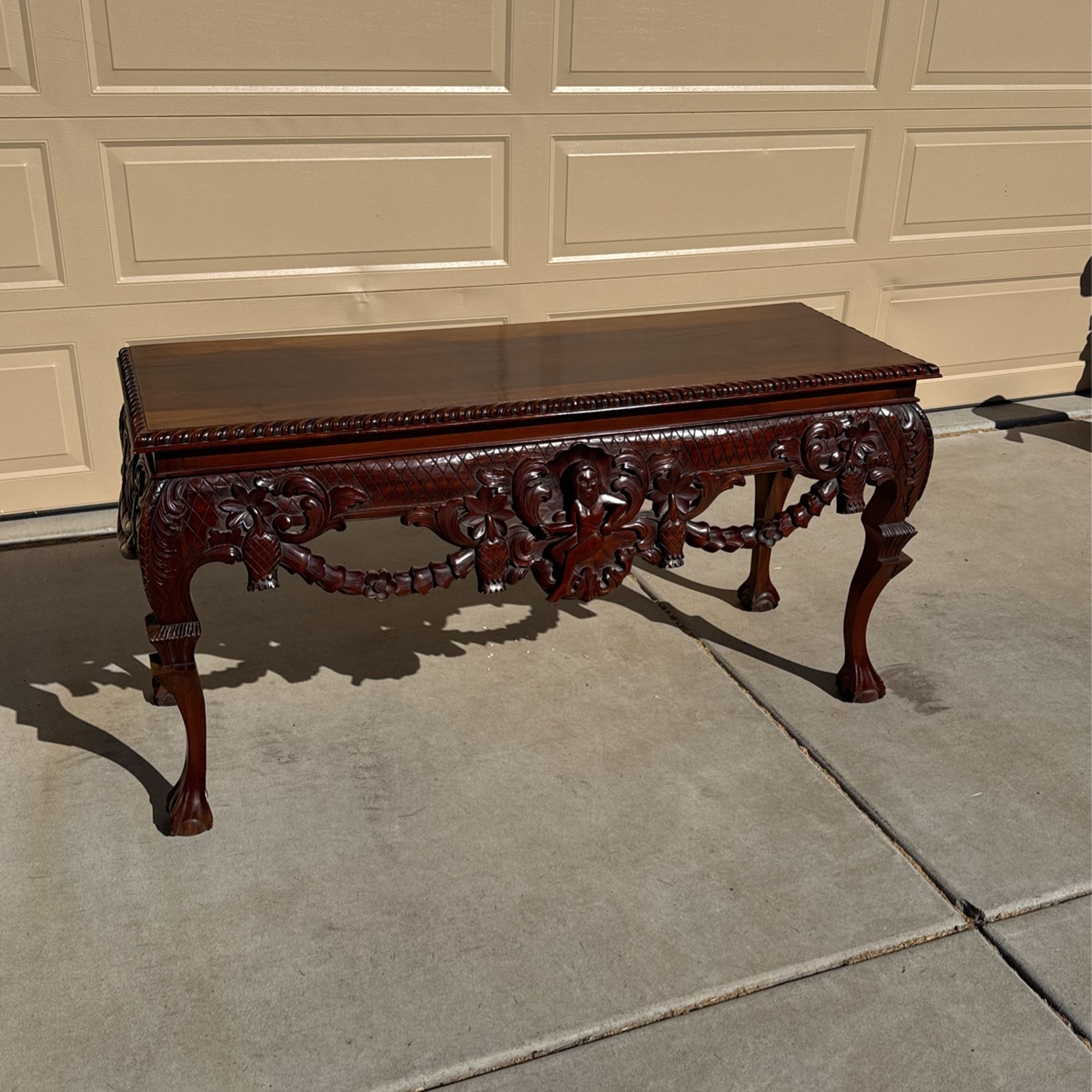 Vintage Sofa Table Carved