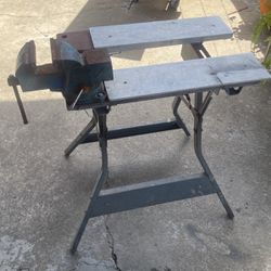 Vintage Collapsible Work Bench With Pipe Jaws And Anvil
