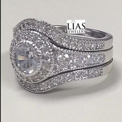 New 18k White Gold Wedding Ring Set 