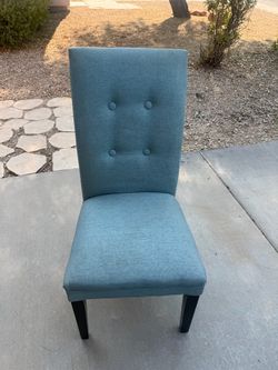 Teal Button-Tufted Upholstered Dining Chair